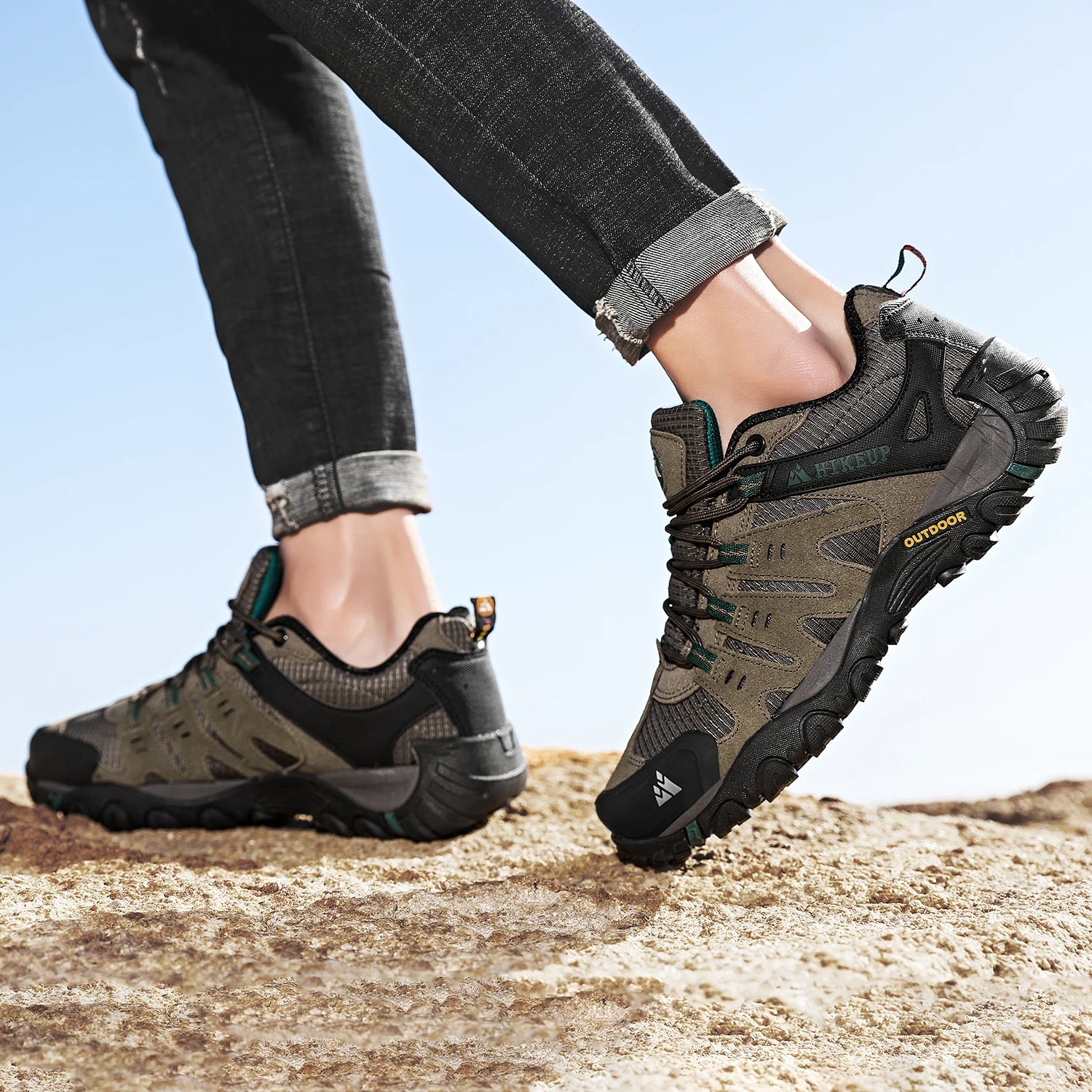 HIKEUP Men's Suede Leather Hiking Shoes – Outdoor Trekking